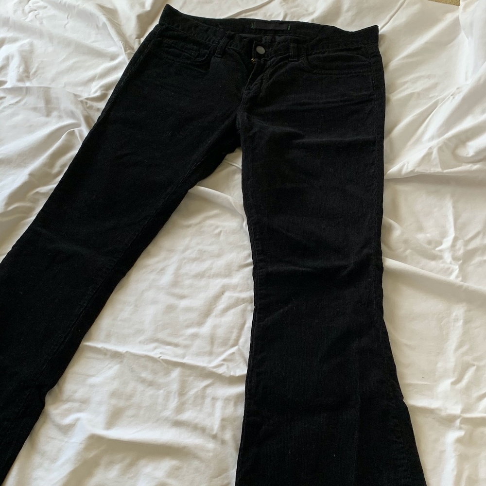 J BRAND Black Corduroy Flare bottom Jeans sz 27